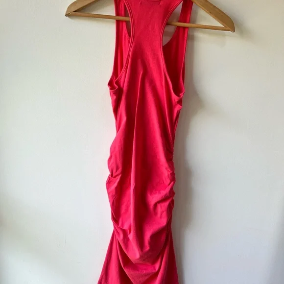 Michael Stars Pink Coral Ruched Stretch Cotton Tank Dress - Size XS - Picture 2 of 3